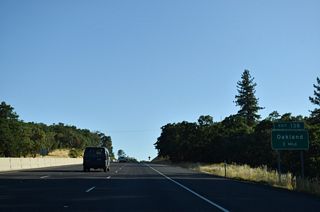 OR 99 (Oakland-Shady Highway) turns east after Union Gap into city of Oakland. Oakland is known as the &quot;Turkey Capital of the World&quot; for its role as the leading turkey shipping center in the western United States at the turn of the 20th century.