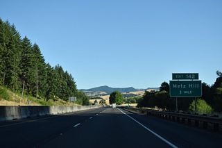 Metz Hill Road travels 2.9 miles east from Green Valley Road in Green Valley to the diamond interchange at Exit 142.