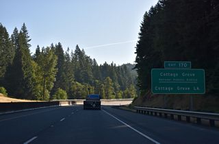 Cottage Grove Lake is 4.5 miles to the south of OR 99 via London Road.