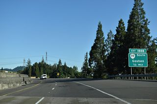 Exit 188 B departs from Interstate 5 north just west of where traffic from OR 58 (Willamette Highway) merges onto the freeway.