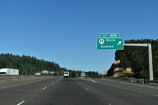 Interstate 5 again subsumes OR 99 north from Exit 188 B to Exit 192. Historic U.S. 99 continues north along Franklin Boulevard from Goshen to OR 225.