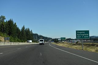 Exit 189 is the first of seven serving the city of Eugene to the west and the city of Springfield to the east.