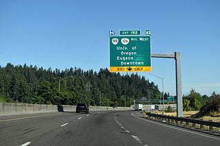 OR 99 departs from I-5 at Exit 192 to combine with OR 126 Business (Franklin Boulevard) west to the University of Oregon campus. The University of Oregon Ducks football team play their home games at Autzen Stadium, located north of the Willamette River along Centennial Boulevard.
