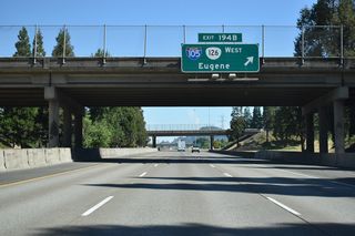 I-105/OR 126 comprise an urban freeway spur leading west from Exit 194 B to Delta Highway by Valley River Center mall and southa cross the Willamette River into Downtown Eugene.