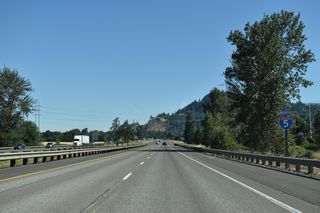 Leaving Eugene, Interstate 5 crosses agricultural areas west of the McKenzie River.