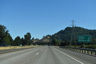 Spores Point rises to the north as Interstate 5 advances three miles north to the city of Coburg.