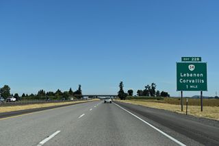 Bypassing the Willamette Valley city of Corvallis, Interstate 5 stays east of the old Pacific Highway branches. OR 34 meets the freeway 2.4 miles east of OR 99E in the city of Tangent.