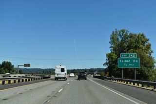 A parclo B2 interchange (Exit 242) joins Interstate 5 with Talbot Road at an agricultural area northwest of Jefferson.