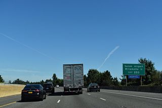 OR 22/99E Business overlap northwest to 25th Street SE for Salem-Willamette Valley Airport (SLE) and onto Bellevue Street at Willamette University.