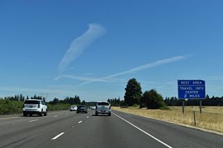 Not counting the off-freeway rest area at Valley of the Rogue State Park, the eight rest area along Interstate 5 northbound in Oregon follows in two miles at French Prairie.