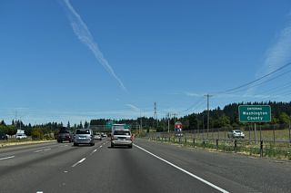Interstate 5 enters Washington County in north Wilsonville.