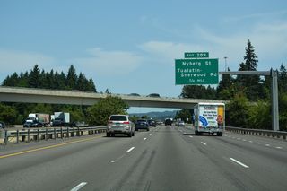 Exit 289 to Nyberg Street and Tualatin-Sherwood Road in Tualatin departs I-5 one mile beyond the exchange with Interstate 205.