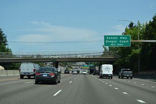 OR 217 heads eight miles north to U.S. 26 (Sunset Highway) west for the Oregon Coast.