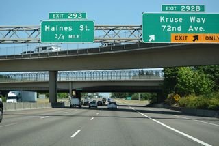 Kruse Way east leads into Lake Oswego; west of I-5, Kruse Way becomes OR 217. The first exit on OR 217 northbound is for SW 72nd Avenue.
