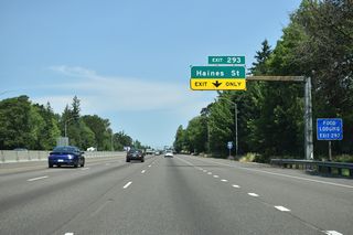 Exit 293 connects with SW 65th Avenue north to Haines Street in Far Southwest Portland.