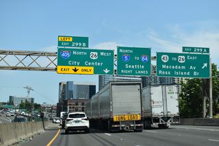 The Ross Island bridge takes U.S. 26 across the Willamette River to Brooklyn. OR 43 comprises a 11.68 mile long route from Interstate 5 south to OR 99E in Oregon City. The split with Interstate 405 (S Harbor Drive) follows at Left Exit 299 B.