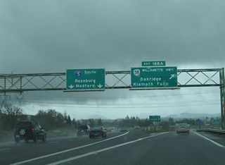 OR 58 ventures east across Willamette Pass to U.S. 97 near Crescent Lake. OR 58, in conjunction with U.S. 97, form a truck route 165 miles southeast to Klamath Falls in southern Oregon.