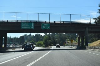 Exit 191 connects I-5/OR 99 southbound with adjacent Glenwood Drive east of Glenwood Boulevard. Roseburg lies 68 miles south of Eugene.