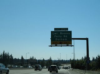 Exit 290 joins Interstate 5 with Lower Boones Ferry Road at Durham. The diamond interchange serves Bridgeport Village, a nearby retail complex situated within an array of industrial parks.
