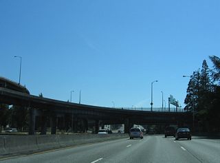 Traveling under the Morrison Bridge ramps on I-5 south. The Morrison Bridge was built in 1958 and the ramps to Interstate 5 were added in 1961.