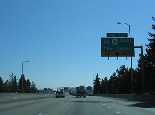 I-84/U.S. 30 overlap for the majority of the route east through the scenic Columbia River Gorge. The Dalles lies 83 miles to the east of Portland.