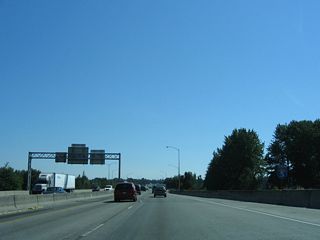 Southbound confirming marker for Interstate 5 posted at the Victory Boulevard underpass.