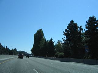 A wye interchange connects Interstate 5 north with Columbia Boulevard south of Columbia Slough.