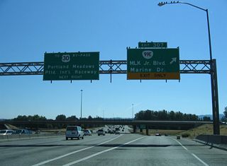 OR 99E travels 2.25 miles southeast to U.S. 30 Bypass (Lombard Street) through the East Columbia neighborhood. There OR 99E becomes locally maintained en route to Division Street east of the city center. As is no direct access from I-5 south, motorists are directed to U.S. 30 Bypass via Denver and Interstate Avenues south from Exit 306.