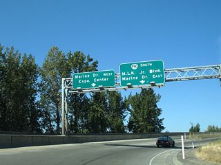 Marine Drive lines North Portland Harbor west to North Portland and industrial areas on Pearcy Island. East from Exit 307, Marine Drive heads to Faloma and Broughton Beach.