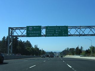 U.S. 26 (Sunset Highway) west at Beaverton, Oregon