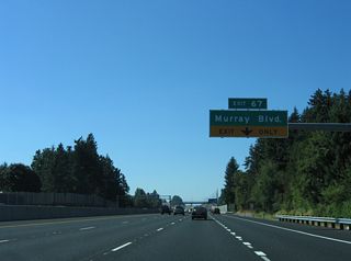 Murray Boulevard leads south from the diamond interchange at Exit 67 to the Nike World Headquarters campus.