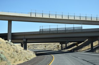 A directional T interchange connects Interstate 82 east with I-84/U.S. 30.