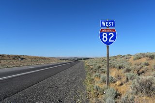 The second and last reassurance shield posted for Interstate 82 west in the state of Oregon. I-82 travels just 11.01 miles in the Beaver State.