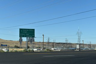 U.S. 730 (Sixth Street) travels to an Oregon Welcome center and the Umatilla city center just west of Interstate 82. U.S. 395 south splits with U.S. 730 east for Hermiston and Stanfield in 0.78 miles. Originally U.S. 395 followed U.S. 730 east to Wallula and U.S. 410 west to Pasco.