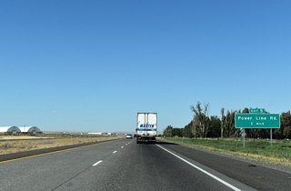 Powerline Road stems north from Westland Road to meet Interstate 82 at a diamond interchange (Exit 5) in one mile.