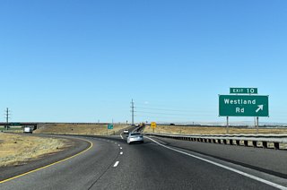 Lamb Road leads east from Umatilla Army Depot and Exit 10 to parallel Westland Road. Westland Road angles northeast from Interstate 84 (Exit 180) and continues five miles from Lamb Road to Hermiston.