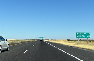 Pendleton serves as the Umatilla County seat 32 miles ahead along I-84 / U.S. 30.