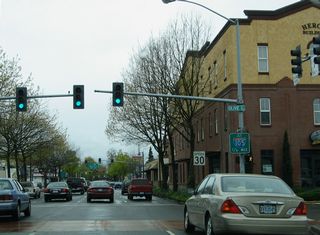 OR 99/126 Business intersect Olive Street one quarter from Interstate 105.
