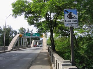 This sign marking the Caveman Bridge at the north end of the span was removed by 2017.