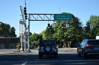 Jefferson Street extends from the south end of I-105 and OR 99 / 126 (W 7th Avenue) into the Eugene street grid and toward the Lane Event Center and fairgrounds.