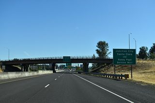OR 569 (Randy Papé Beltline) is a freeway stretching east from OR 132 to I-5 along the Springfield city line and west to Santa Clara and OR 99 north to Junction City.