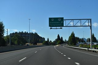 I-105/OR 126 span the Willamette River south from Delta Highway. Joining Eugene with Florence, OR 126 overlaps with OR 99 northbound along 6th Avenue to Garfield Street. Jefferson Street extends south from the end of I-105 to the Lane County Fairgrounds.