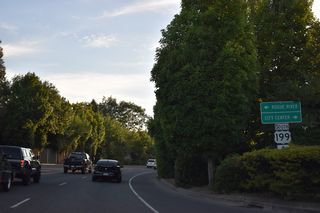 Park Street parallels U.S. 199 west from Parkdale Drive to OR 99 (7th Street) north at Riverside Park.
