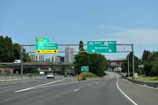 Interstate 405 north at the separation with South Harbor Drive in Portland, Oregon