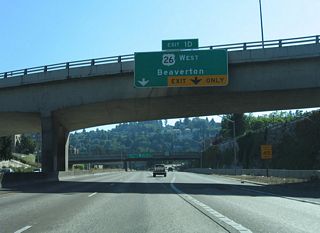 U.S. 26 (Sunset Highway) constitutes a full freeway west to Beaverton, Hillsboro, and many unincorporated suburbs of Portland. U.S. 26 extends 74 miles from Exit 1 D to  U.S. 101, south of Seaside.