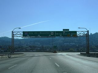 U.S. 30 (Lower Columbia River Highway) initially follows a freeway northwest 0.75 miles to Nicolai Street. The freeway was part of the proposed I-505, a 3.17 mile long spur to St. Helens Road. Cancellation of I-505 was approved by the FHWA in December 1979 (U.S. Route 30 in Oregon, 2024).