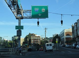 NW 16th Avenue south intersects Everett Street at the entrance ramp to Interstate 405 south.