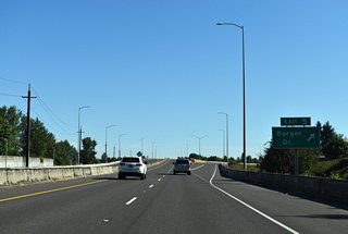 Barger Drive originates at a roundabout with Green Hill Road in western Bethel-Danebo, traveling east to OR 569 (Beltline Highway). The local road continues 0.80 miles from OR 569 to an end at OR 99.