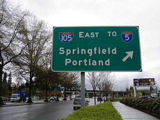 Continuing north on Coburg Road toward the eastbound on-ramp to Interstate 105 & OR 126. The split diamond interchange with the freeway provides access to Interstate 5 from downtown Eugene. Interstate 105 & OR 126 next meet the north-south freeway at Exits 4A/B.