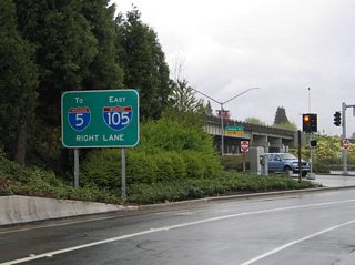 Traveling east on the Country Club Road frontage road on the approach to Coburg Road and the eastbound on-ramp to Interstate 105 & OR 126.